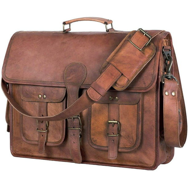 Messenger Bag 18 Inch Vintage Handmade Leather Laptop Briefcase Satchel Bag